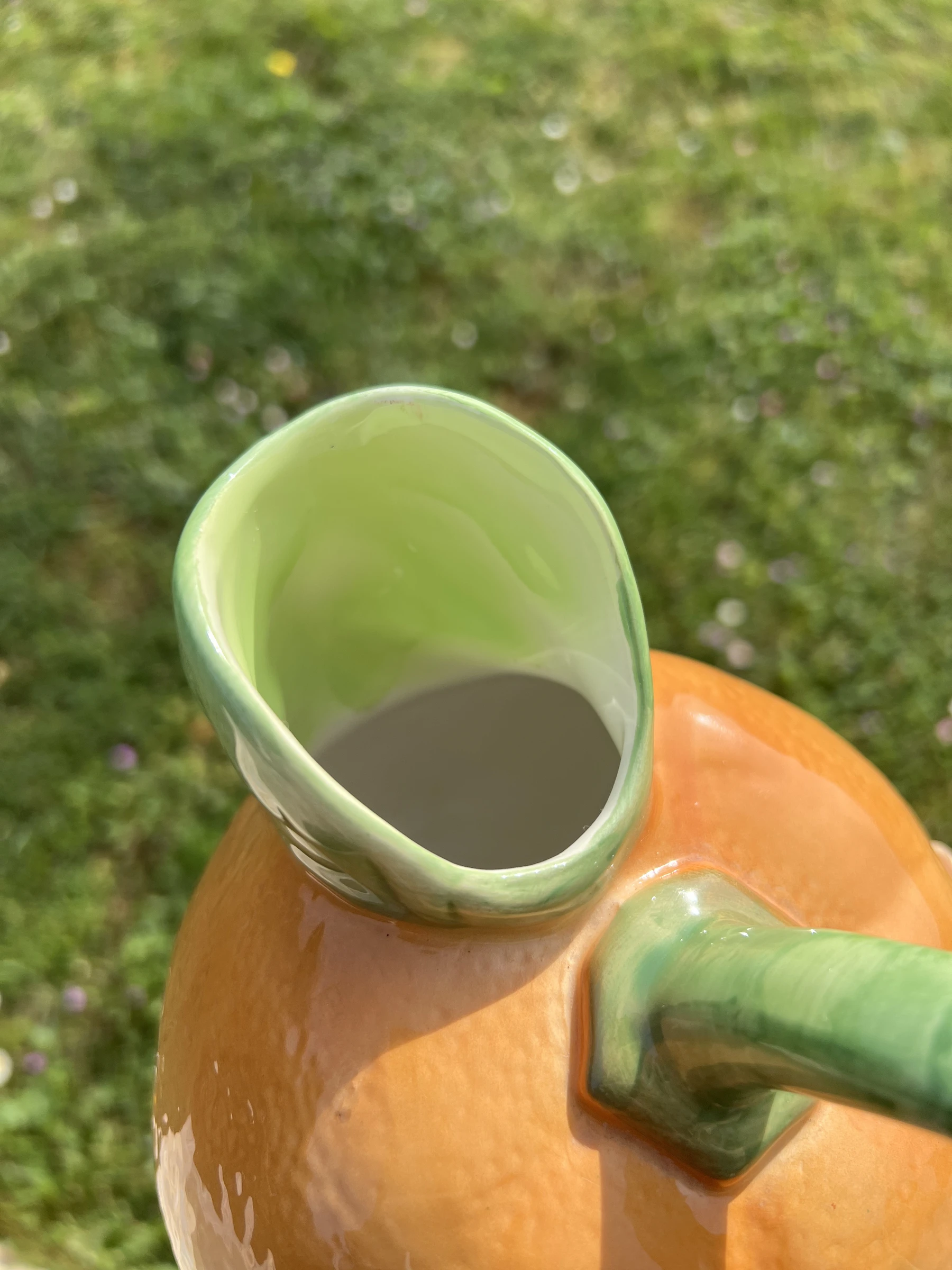🍊 Vintage 1L Barbotine Ceramic Orange Pitcher – Retro Kitchen Decor – photo 5